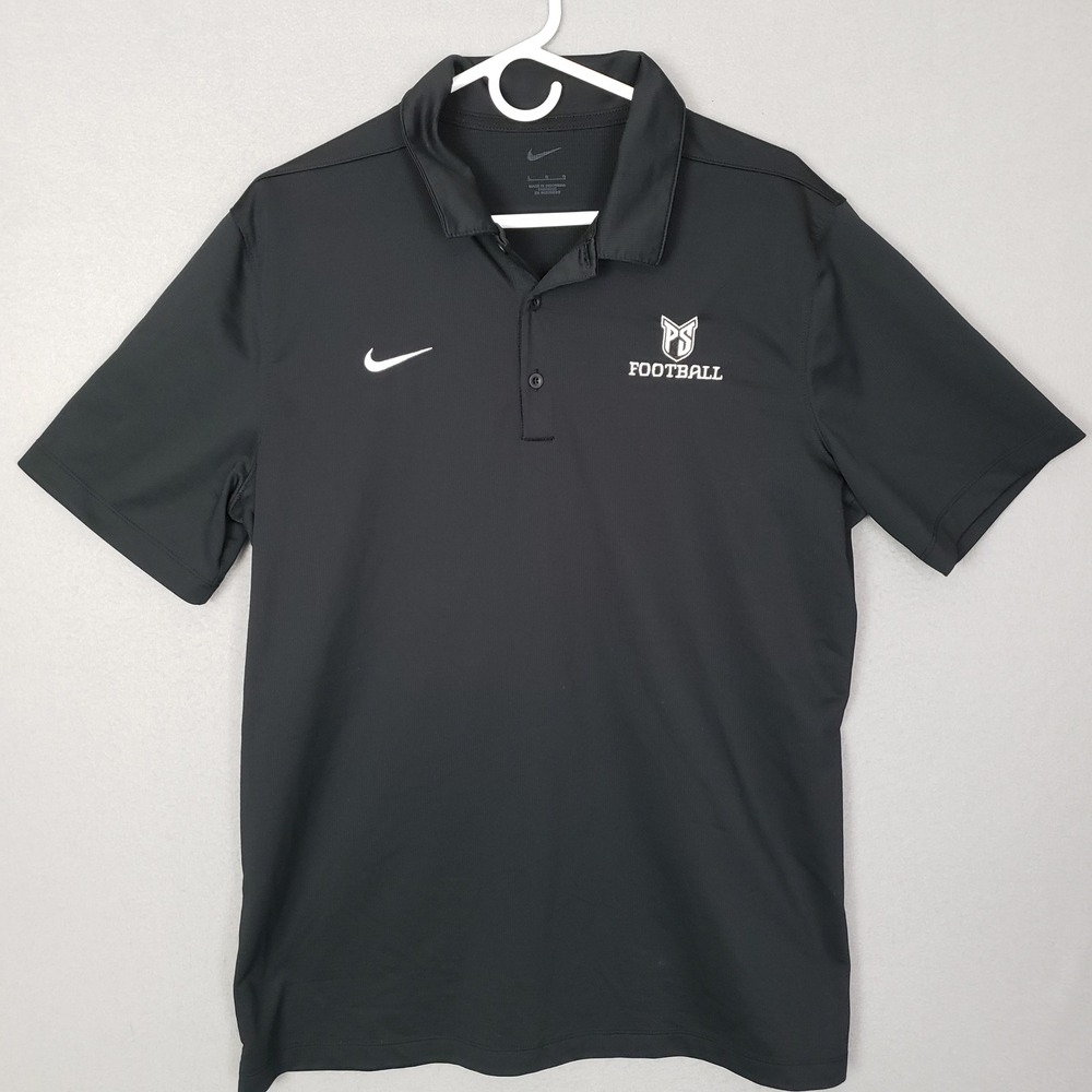 Nike Men's Size L Portland State Logo Polo Shirt Black Dri Fit Athletic Sporty